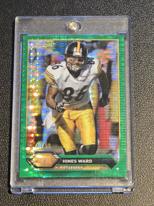 Hines Ward football card from 2023 Topps Composite Topps Chrome Green Sonar Refractor