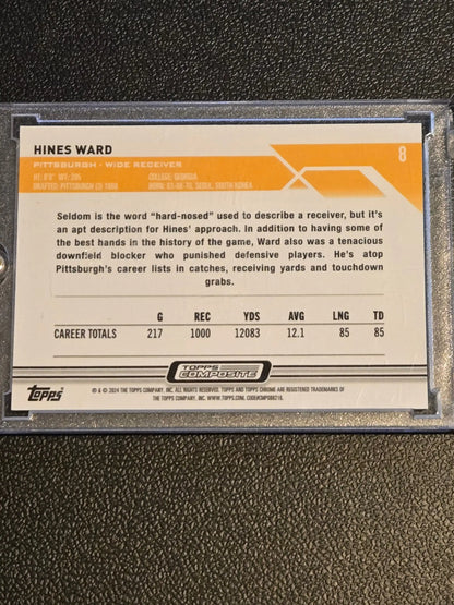 Hines Ward football card from 2023 Topps Composite Topps Chrome Green Sonar Refractor