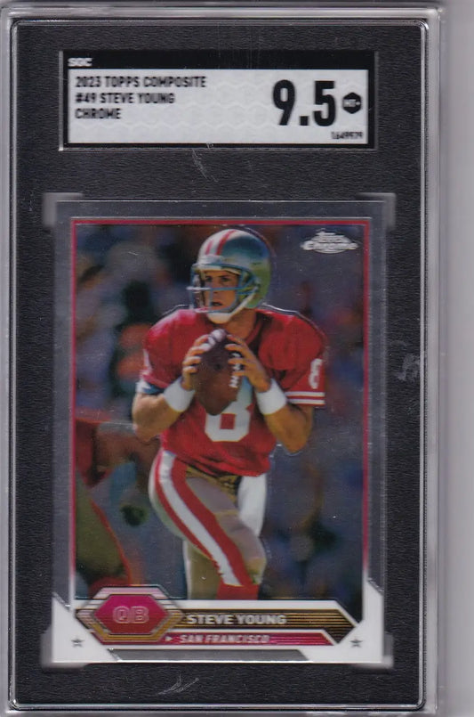 Graded Steve Young football card from 2023 Topps Composite Chrome, SGC 9.5, San Francisco 49ers