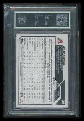 Graded Corbin Carroll baseball card from 2023 Topps Corbin Carroll series, Arena Club 9