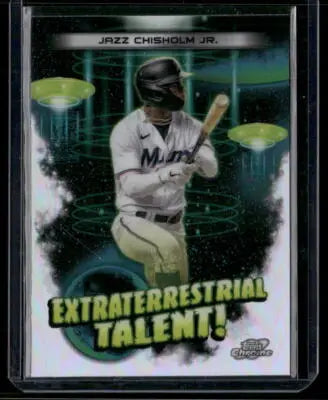 2023 Topps Cosmic Chrome Jazz Chisholm Jr. baseball card from Cosmic Chrome series
