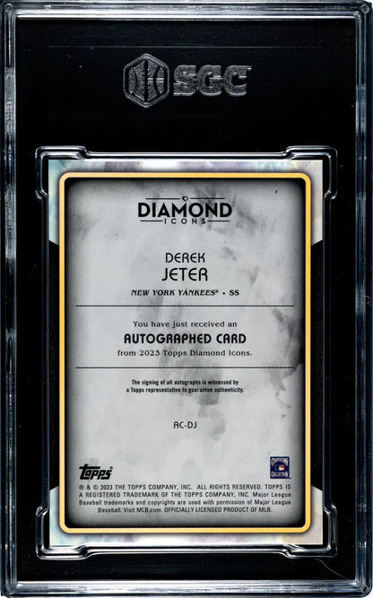 Graded Derek Jeter autographed baseball card from 2023 Topps Diamond Icons series
