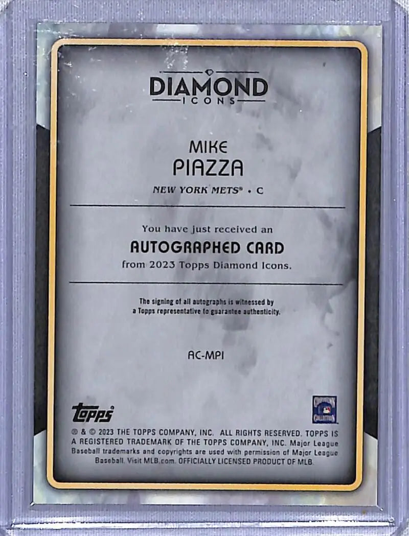 Mike Piazza autographed baseball card from 2023 Topps Diamond Icons set