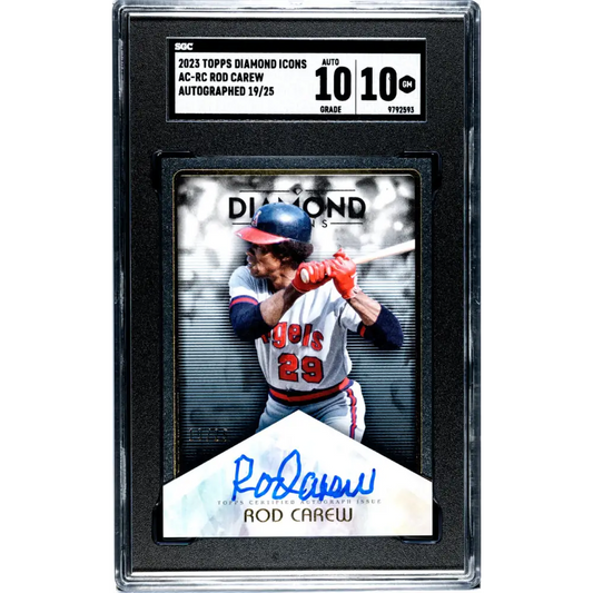 2023 Topps Diamond Icons #AC-RC Rod Carew SGC 10 Gem Auto 19/25 Anaheim Angels Baseball Card