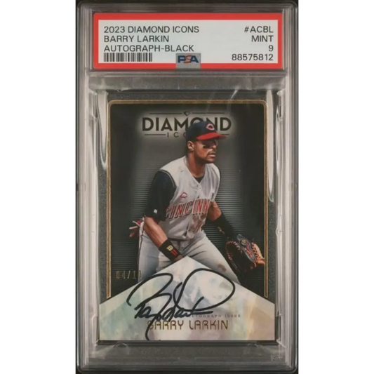 2023 Topps Diamond Icons #ACBL Barry Larkin PSA 9 MINT Auto 4/10 Cincinnati Reds Baseball Card
