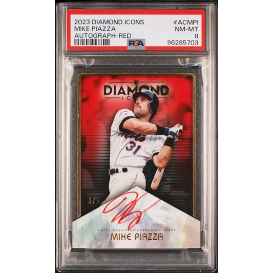 2023 Topps Diamond Icons #ACMPI Mike Piazza PSA 8 NM-MT Auto 3/5 New York Mets Baseball Card