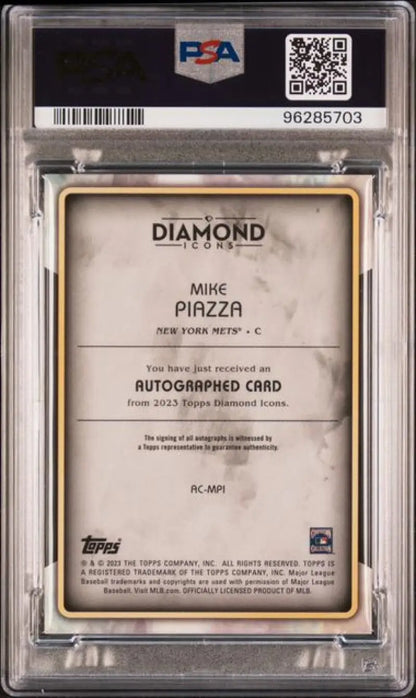 PSA-graded 2023 Topps Diamond Icons Mike Piazza baseball card in protective holder
