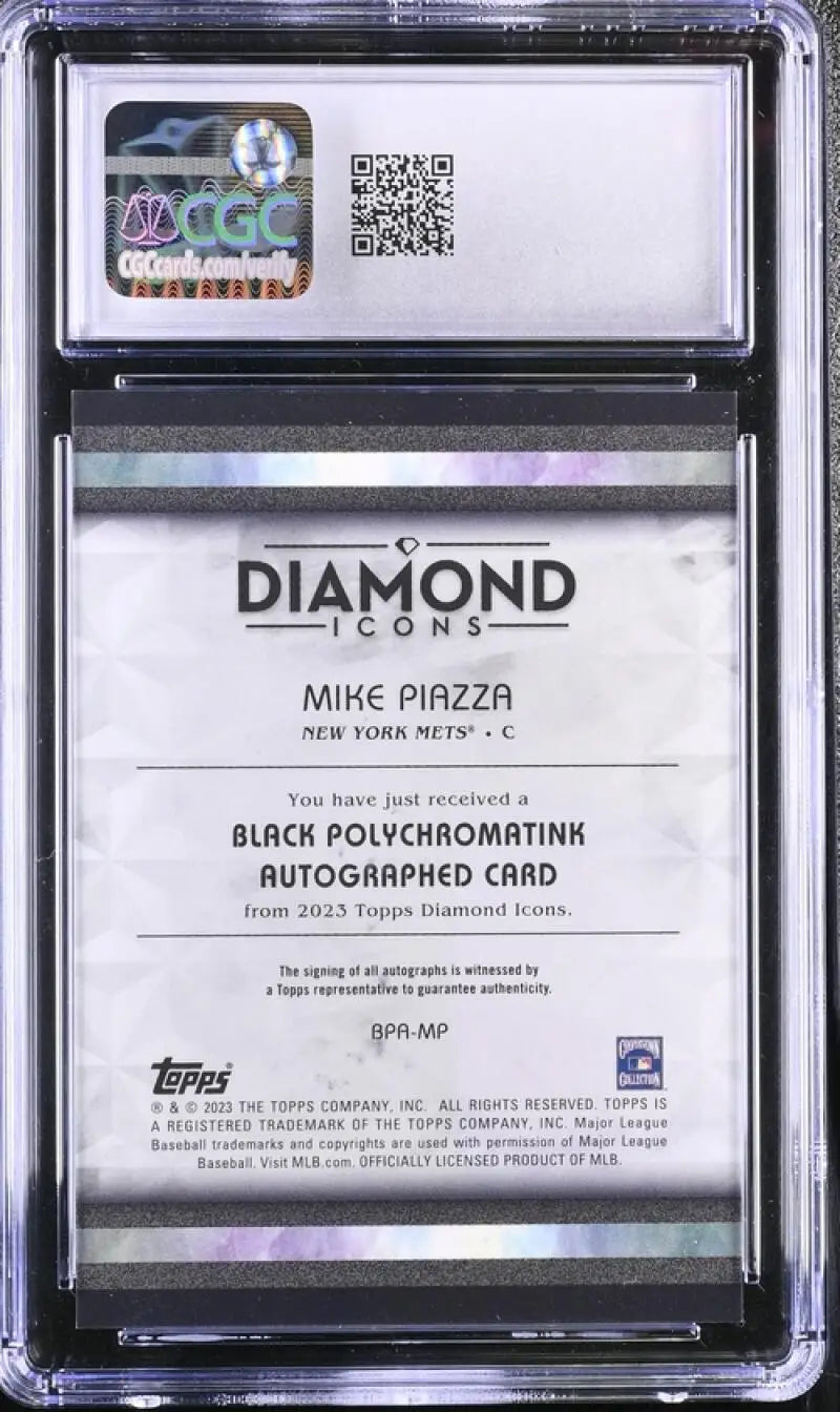 Graded Mike Piazza autographed baseball card with DIAMOND text, New York Mets memorabilia