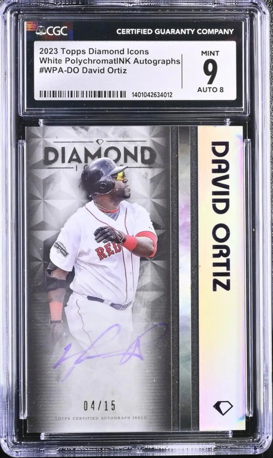 Graded Boston Red Sox David Ortiz baseball card 04/15 in protective holder CGC 9 Mint