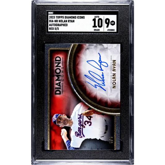2023 Topps Diamond Icons Red #DIA-NR SGC 9 MINT Auto 5/5 Texas Rangers Baseball Card