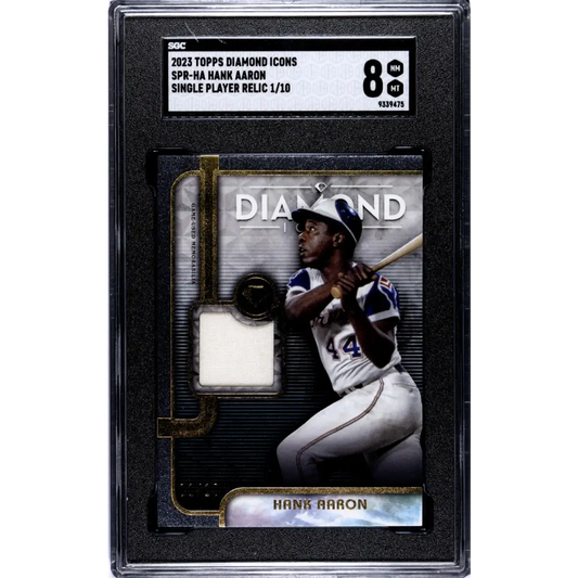 2023 Topps Diamond Icons Relic #SPR-HA Hank Aaron SGC 8 NM/MT MEM 1/10 Atlanta Braves Baseball Card