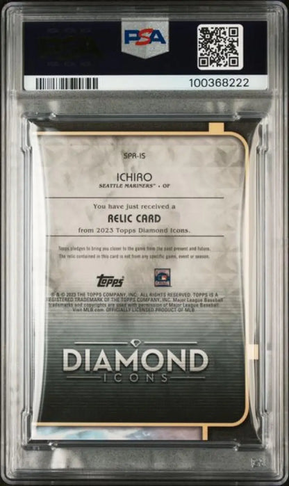 PSA-graded 2023 Topps Diamond Icons Ichiro GEM MINT baseball card in protective case