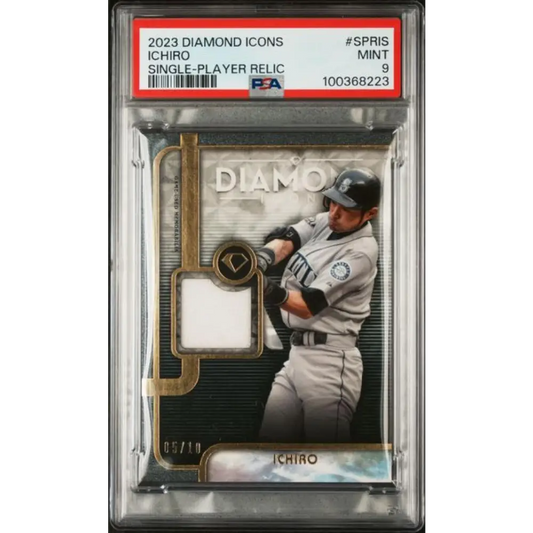 2023 Topps Diamond Icons Relics #SPRIS Ichiro PSA 9 MINT MEM 5/10 Seattle Mariners Baseball Card