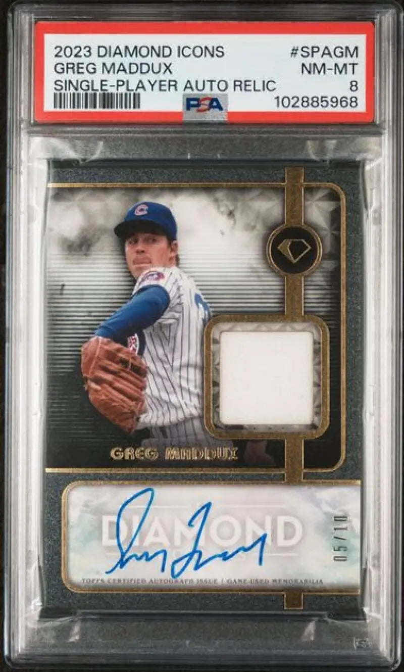 Graded Greg Maddux autographed baseball card for Chicago Cubs collectors