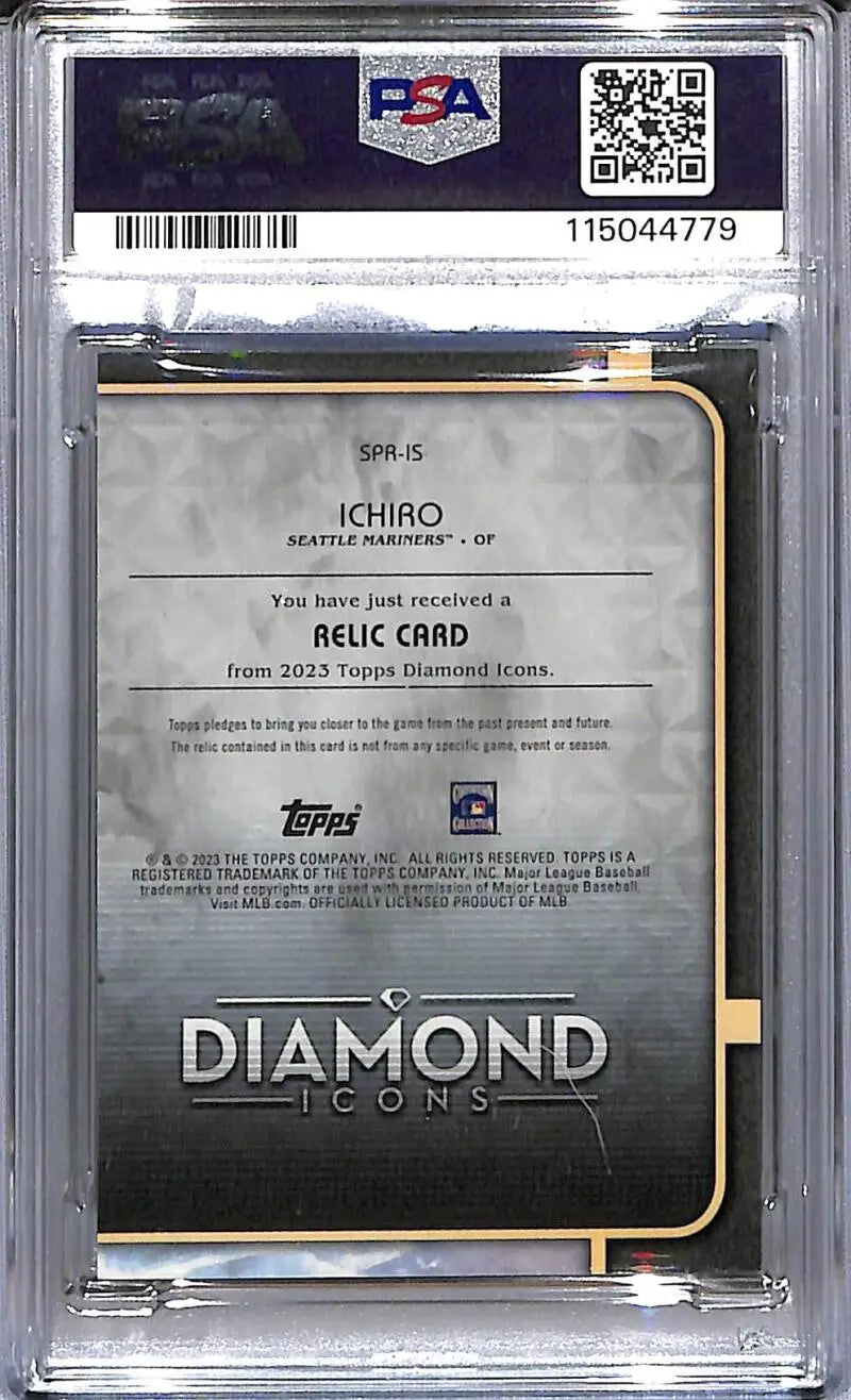 Trading card of Ichiro Suzuki from 2023 Topps Diamond Icons, PSA Gem Mint grade