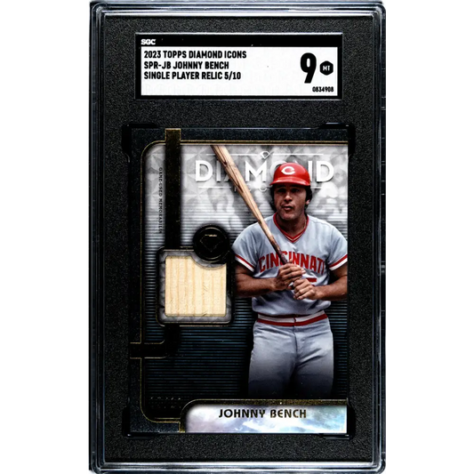 2023 Topps Diamond Icons #SPR-JB Johnny Bench SGC 9 MINT MEM 5/10 Cincinnati Reds Baseball Card