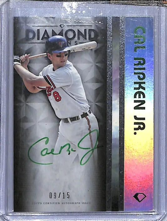Cal Ripken Baltimore Orioles baseball card with holographic edge in batting stance
