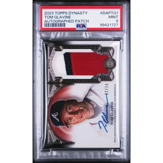 2023 Topps Dynasty #DAPTG1 Tom Glavine PSA 9 MINT MEM Auto 2/10 Atlanta Braves Baseball Card