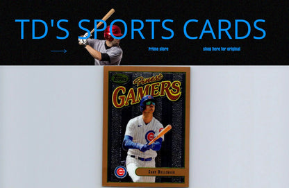 Baseball card of Cody Bellinger in Cubs uniform from Topps Finest Flashbacks