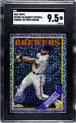 Graded Topps Garrett Mitchell baseball card in SGC 9.5 for 2023 Topps Garrett series