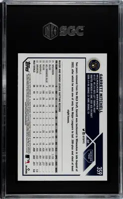 2023 Topps Garrett Mitchell Gold Rainbow Foil baseball card in black graded slab