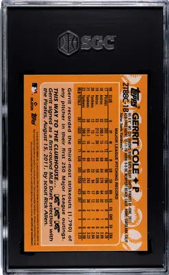 Graded Gerrit Cole baseball card from 2023 Topps Gerrit Cole series in SGC 10