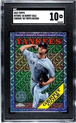 2023 Topps Gerrit Cole Topps Chrome baseball card with GEM 10 rating