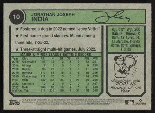 2023 Topps Heritage #10 Jonathan India NM-MT Reds ID:73356 - Trading Cards