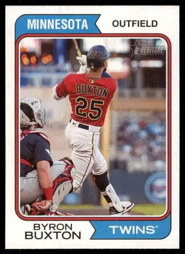 2023 Topps Heritage Byron Buxton baseball card with original gloss Twins NM-MT
