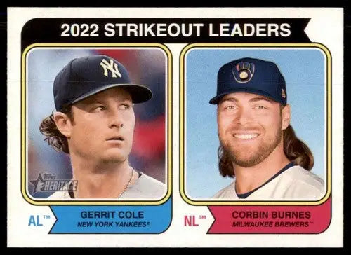 2023 Topps Heritage #207 Corbin Burnes/Gerrit Cole NM-MT League Leaders ID:73388 - Trading Cards