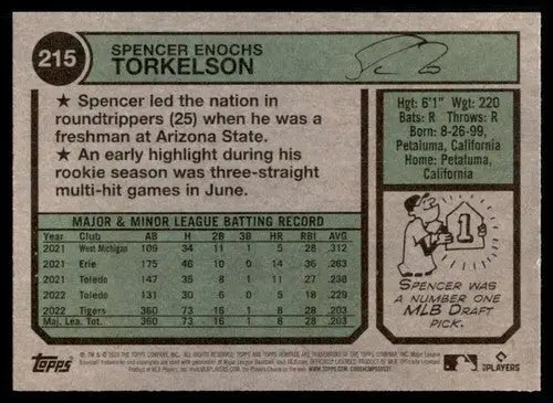 2023 Topps Heritage #215 Spencer Torkelson NM-MT Tigers ID:73389 - Trading Cards