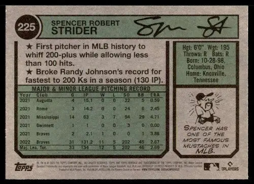 2023 Topps Heritage #225 Spencer Strider NM-MT Braves ID:73391 - Trading Cards