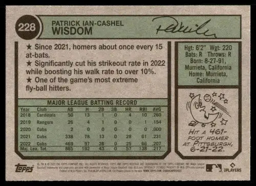 2023 Topps Heritage #228 Patrick Wisdom NM-MT Cubs ID:73393 - Trading Cards