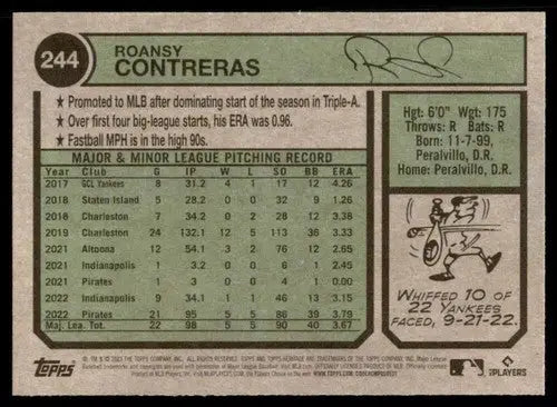 2023 Topps Heritage #244 Roansy Contreras NM-MT Pirates ID:73400 - Trading Cards