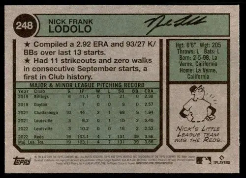 2023 Topps Heritage #248 Nick Lodolo NM-MT Reds ID:73401 - Trading Card