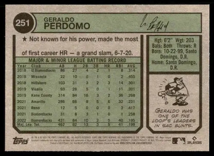 2023 Topps Heritage #251 Geraldo Perdomo NM-MT Diamondbacks ID:73402 - Trading Cards
