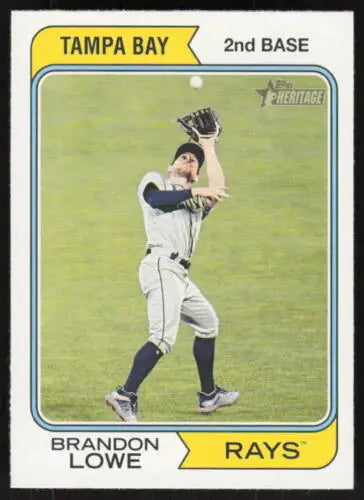 Brandon Lowe baseball card from 2023 Topps Heritage featuring original gloss finish