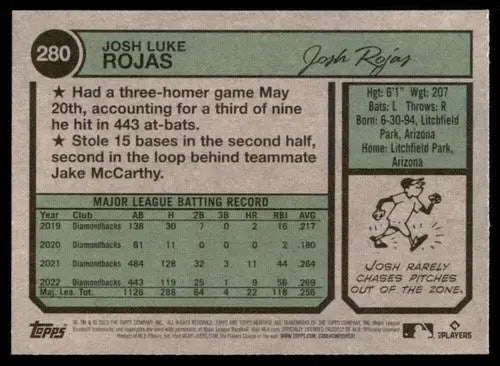 2023 Topps Heritage #280 Josh Rojas NM-MT Diamondbacks ID:73407 - Trading Cards