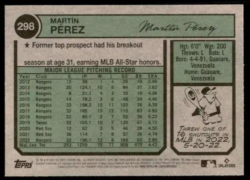 2023 Topps Heritage #298 Martin Perez NM-MT Rangers ID:73411 - Trading Cards