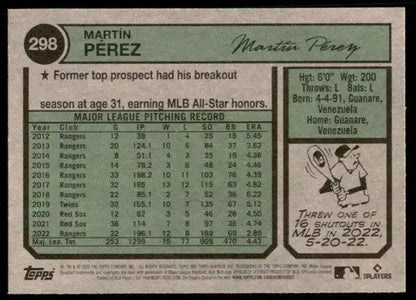 2023 Topps Heritage #298 Martin Perez NM-MT Rangers ID:73411 - Trading Cards