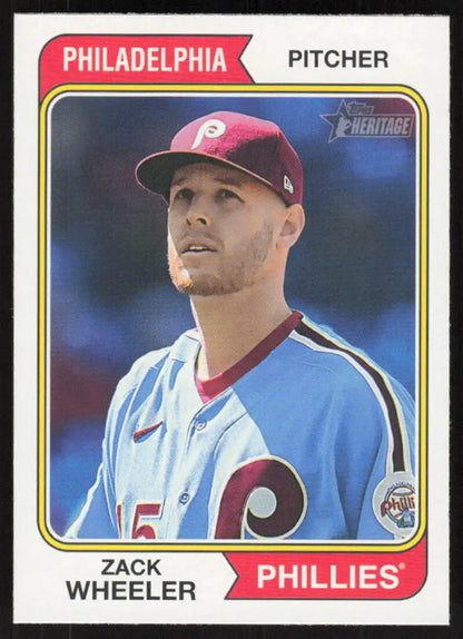 Original gloss 2023 Topps Heritage Zack Wheeler Phillies baseball card image
