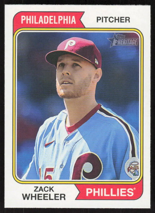 Original gloss 2023 Topps Heritage Zack Wheeler Phillies baseball card image