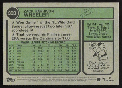 2023 Topps Heritage Zack Wheeler baseball card with original gloss Phillies ID 78776