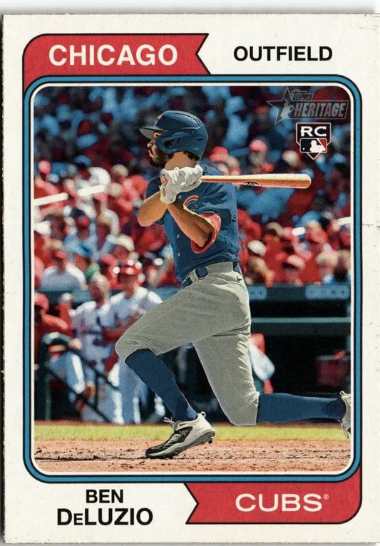 Ben DeLuzio baseball card from 2023 Topps Heritage series featuring Ben DeLuzio