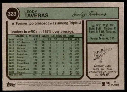 2023 Topps Heritage #323 Leody Taveras NM-MT Rangers ID:73415 - Trading Cards