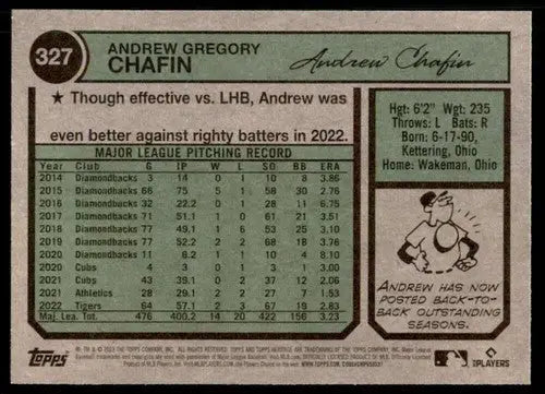 2023 Topps Heritage #327 Andrew Chafin NM-MT Tigers ID:73417 - Trading Cards