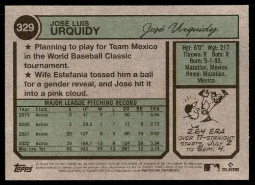 2023 Topps Heritage #329 Jose Urquidy NM-MT Astros ID:73418 - Trading Cards