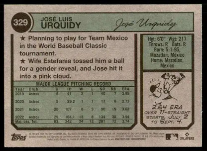2023 Topps Heritage #329 Jose Urquidy NM-MT Astros ID:73418 - Trading Cards