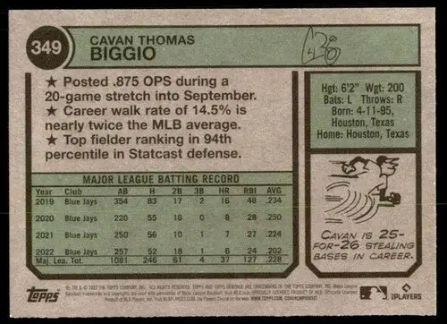 2023 Topps Heritage #349 Cavan Biggio NM-MT Blue Jays ID:73423 - Trading Cards