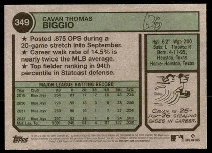 2023 Topps Heritage #349 Cavan Biggio NM-MT Blue Jays ID:73423 - Trading Cards